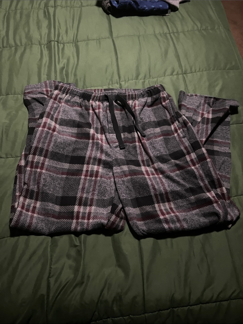 Men's Perry Ellis Portfolio Gray and Maroon Plaid Lounge Pants